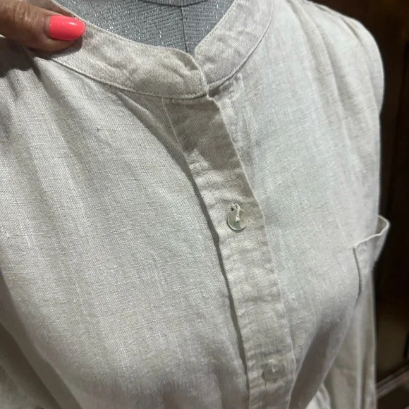 SIZE XL Fifteen Twenty Tan Cream Mandarin Collar Shirt Dress - Picture 5 of 10